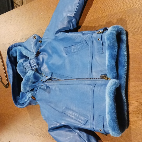 Wow!Gorgeous Tanner AvenueKids Bomber Leather Jacket Artificial fur Lining XL